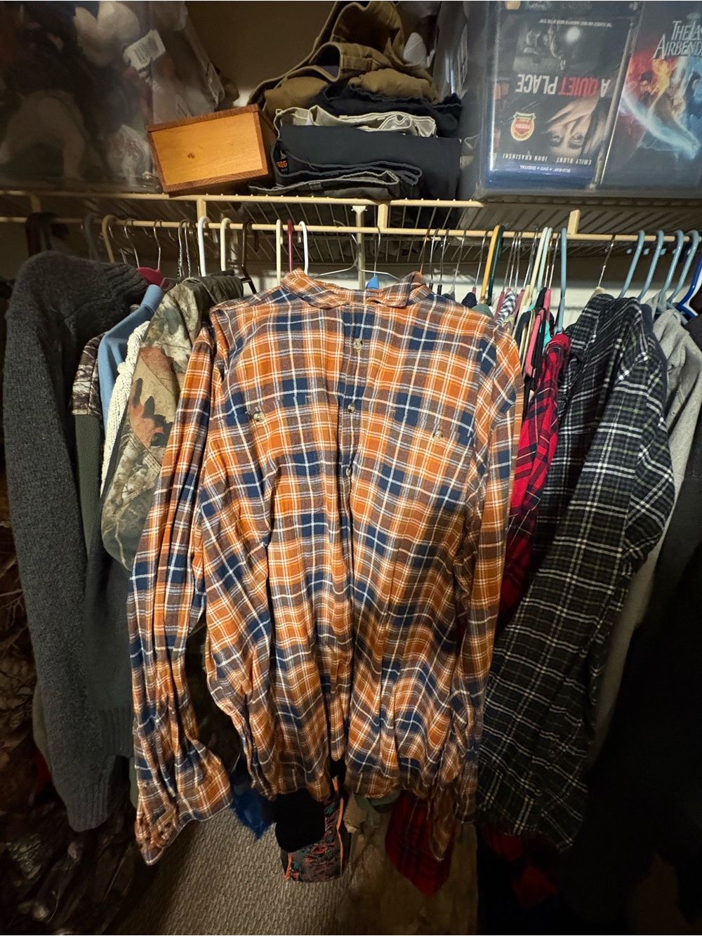 Sonoma Orange and Navy Plaid Button-Down Shirt
